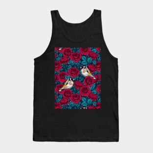 Red rose flowers and goldfinch birds Tank Top
